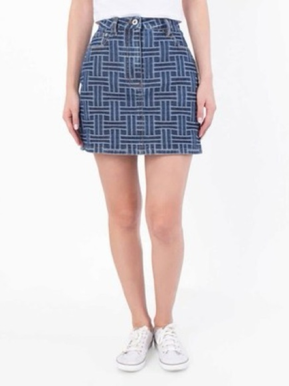 MICHAEL KORS SIZE 12~ BLUE GEOMETRIC GRAPHIC PATTERN PENCIL MINI SKIRT~COTTON